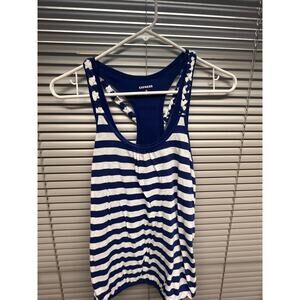 Express Women’s XS Blue White Striped Racerback Tank Braided Straps Nautical